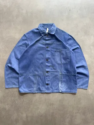 Micro Perforated Texture Plus Size 1970s French Shirt (M)