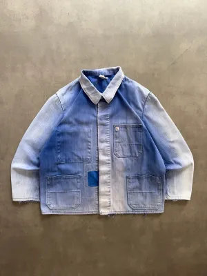 1980s French Shirt (L) Ergonomic Sleeve Cut Picnic Outfit