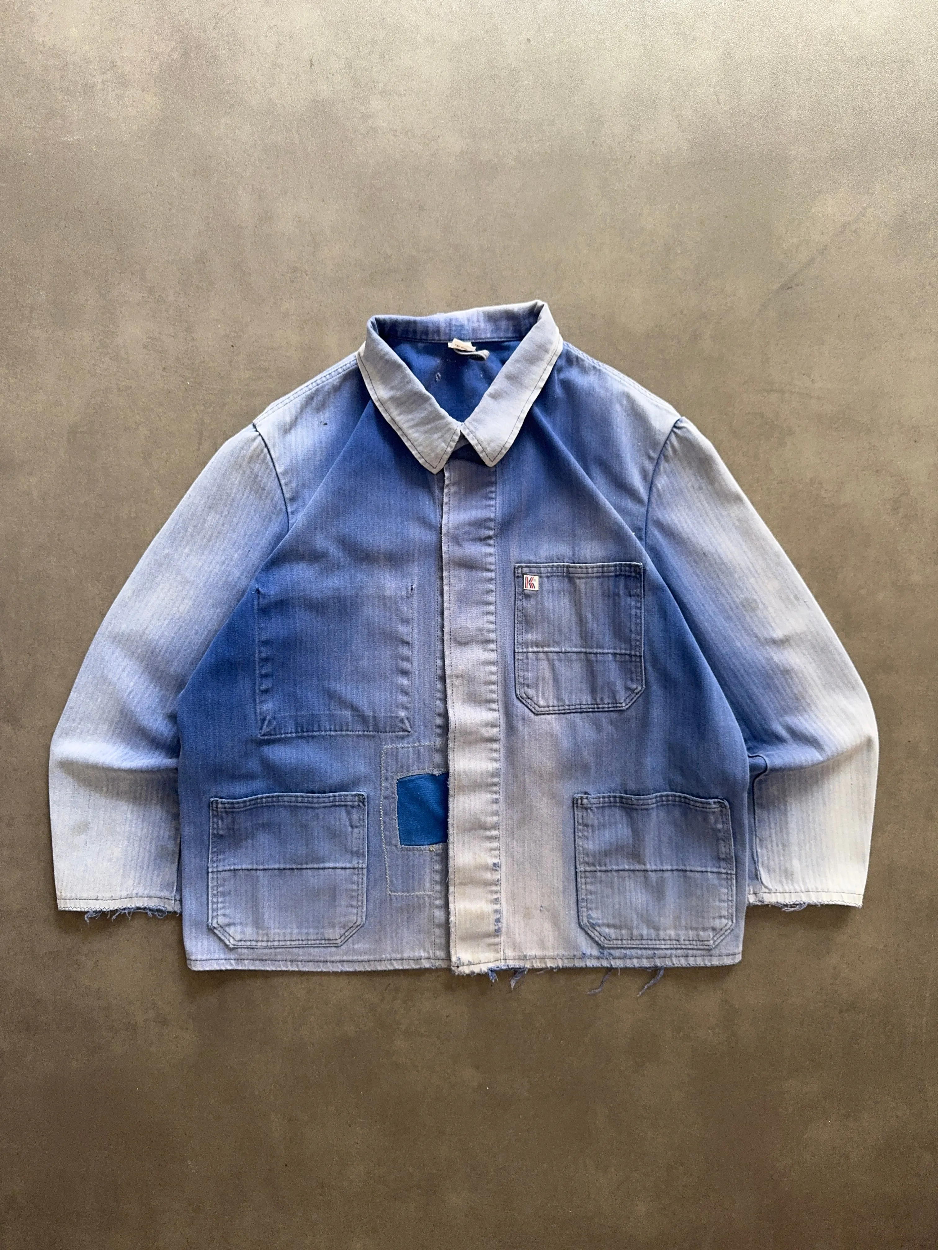 1980s French Shirt (L) Ergonomic Sleeve Cut Picnic Outfit