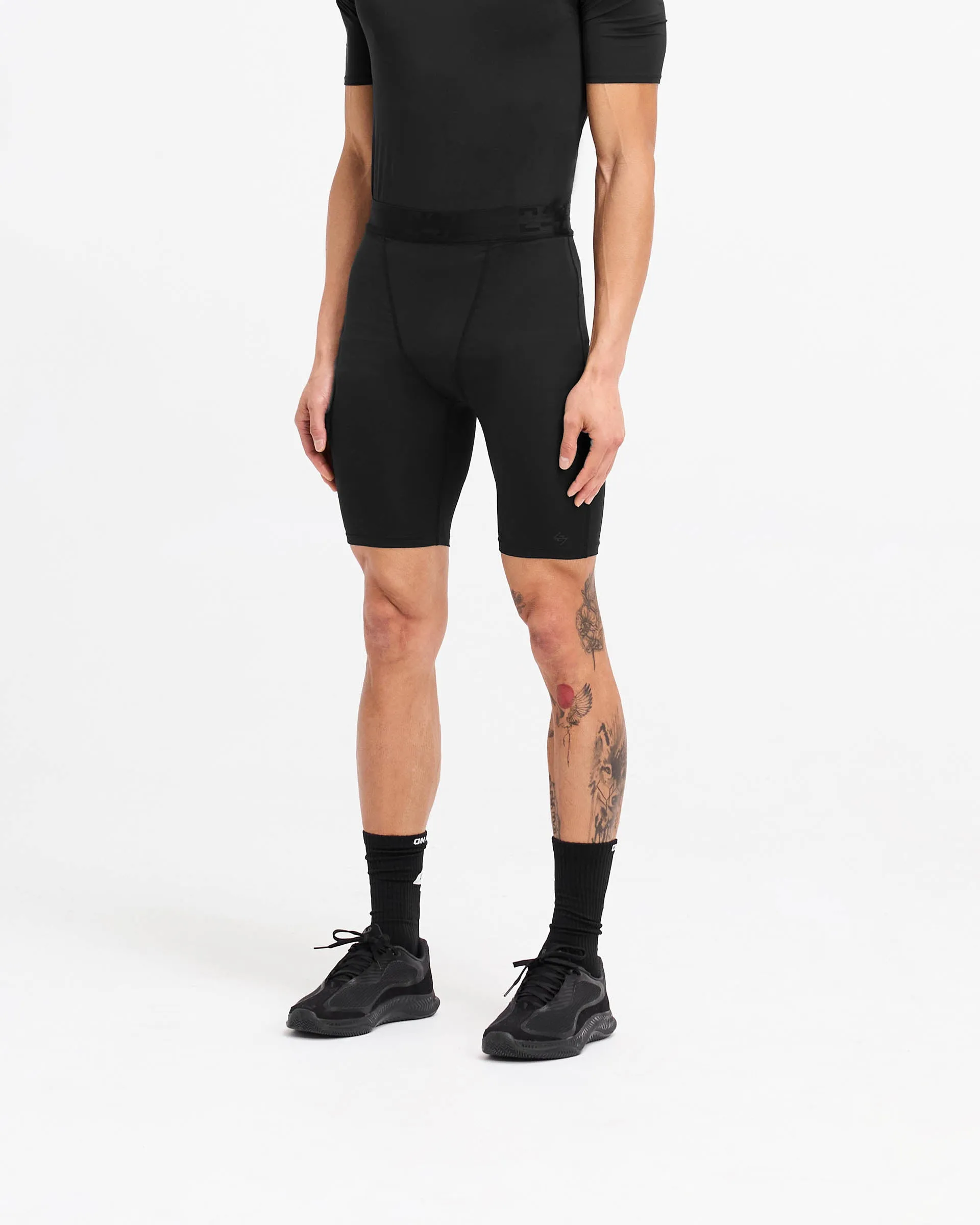 247 Compound Legging Short - Black Motion Flex Fit LightweightFabric