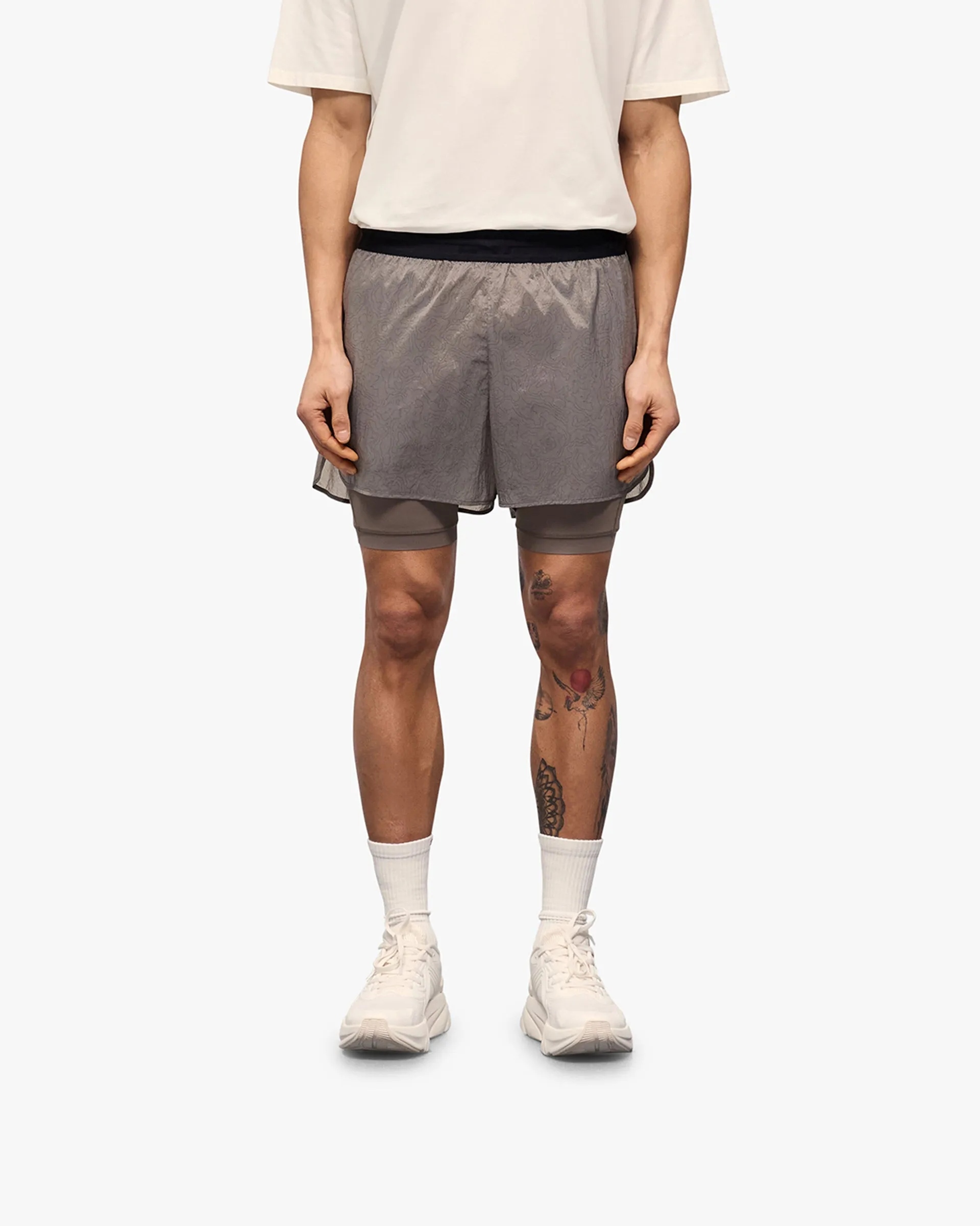Trendy Mood 247 Contour 2-In-1 Run Shorts - Pebble