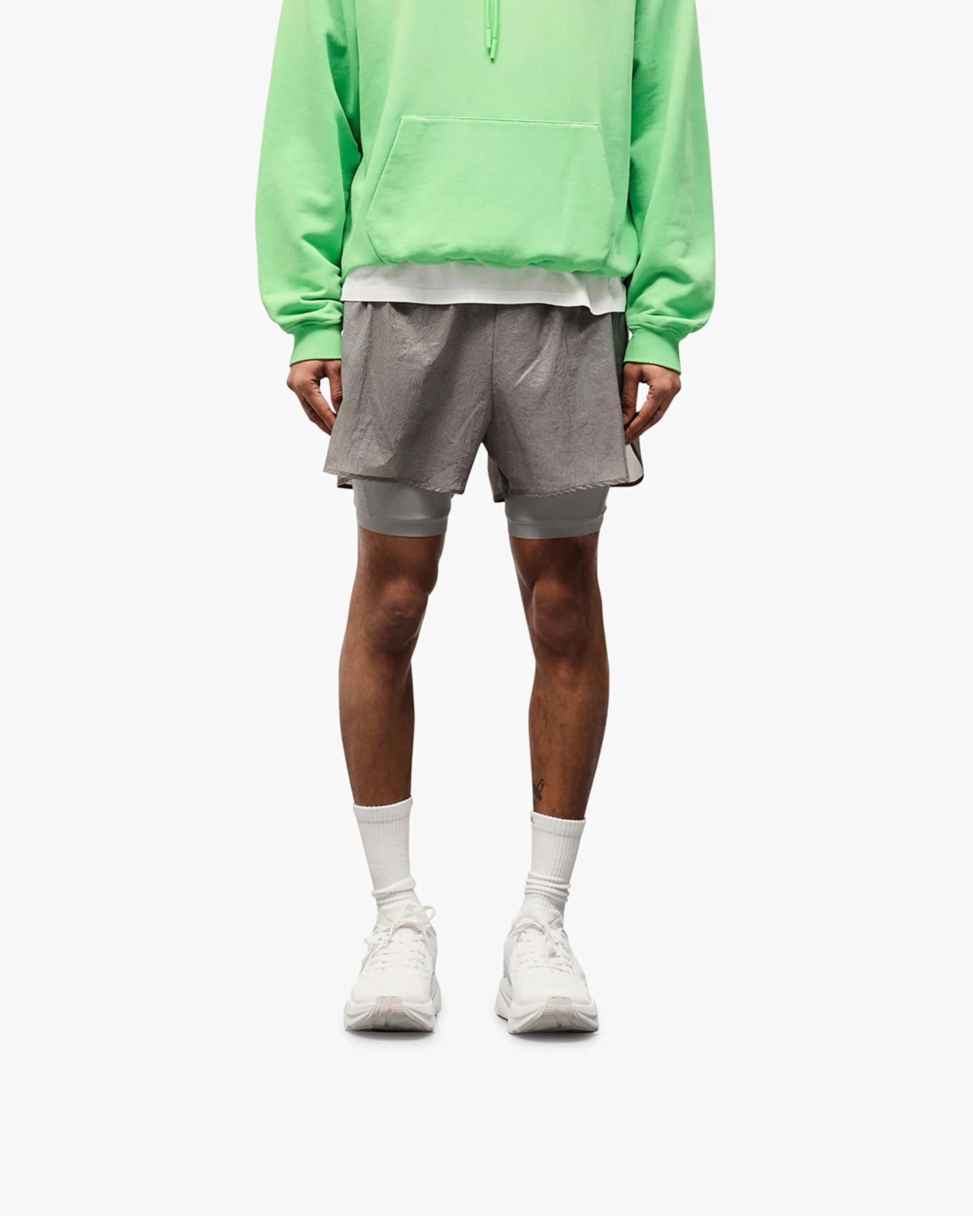 Eco Conscious Packaging Moisture Management Lining 247 Contour 2-In-1 Run Shorts - Titanium