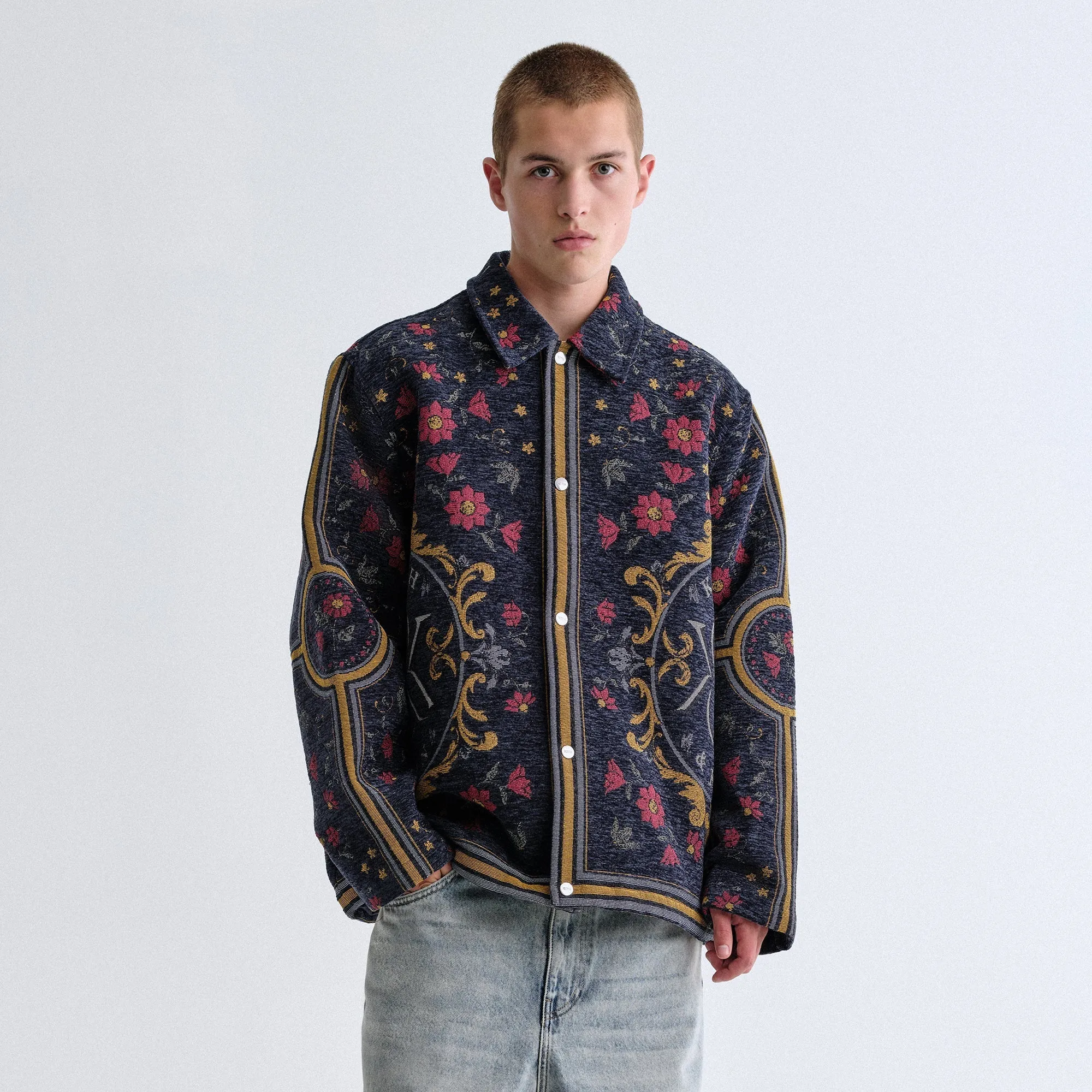 Weekend Casual Fit MultiPocketLayout Kith Scarf Tapestry Coaches Jacket - Nocturnal
