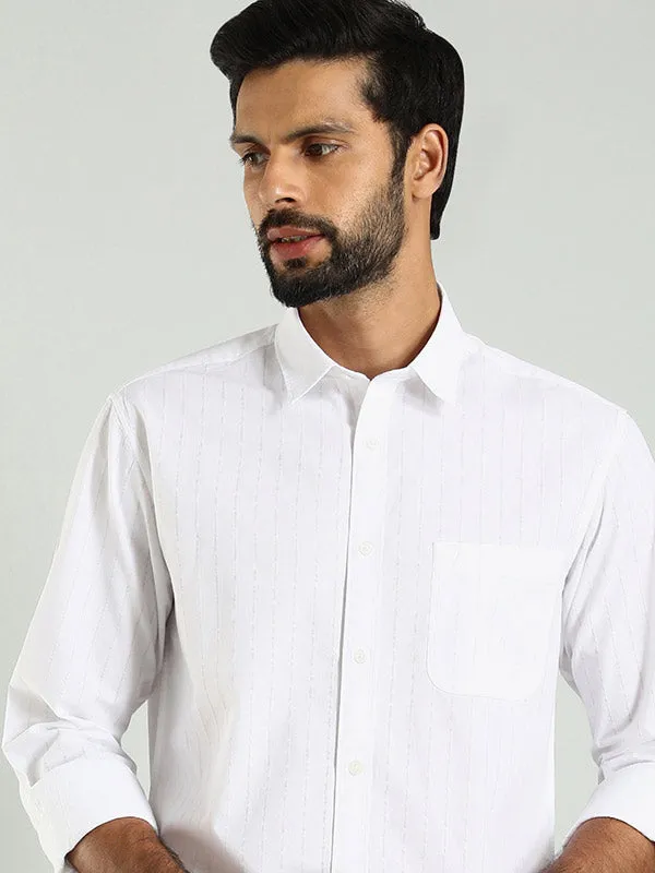 Men Solid Full Sleeve Cotton Shirt Soft Stretch Collar