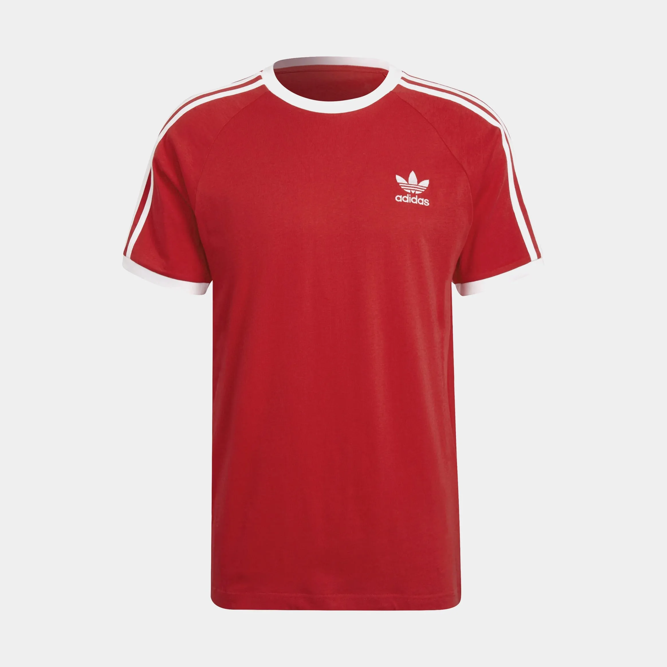 Valentine's Day Everyday Wearable Adicolor Classic 3 Stripe Tee Mens Short Sleeve Shirt (Red)