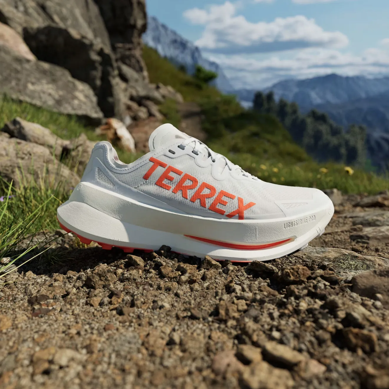 Adidas Terrex Agravic Speed Ultra Trail Running Shoes Ultra Cloud White / Impact Orange / Dash Grey Wind Safe Comfort Tongue