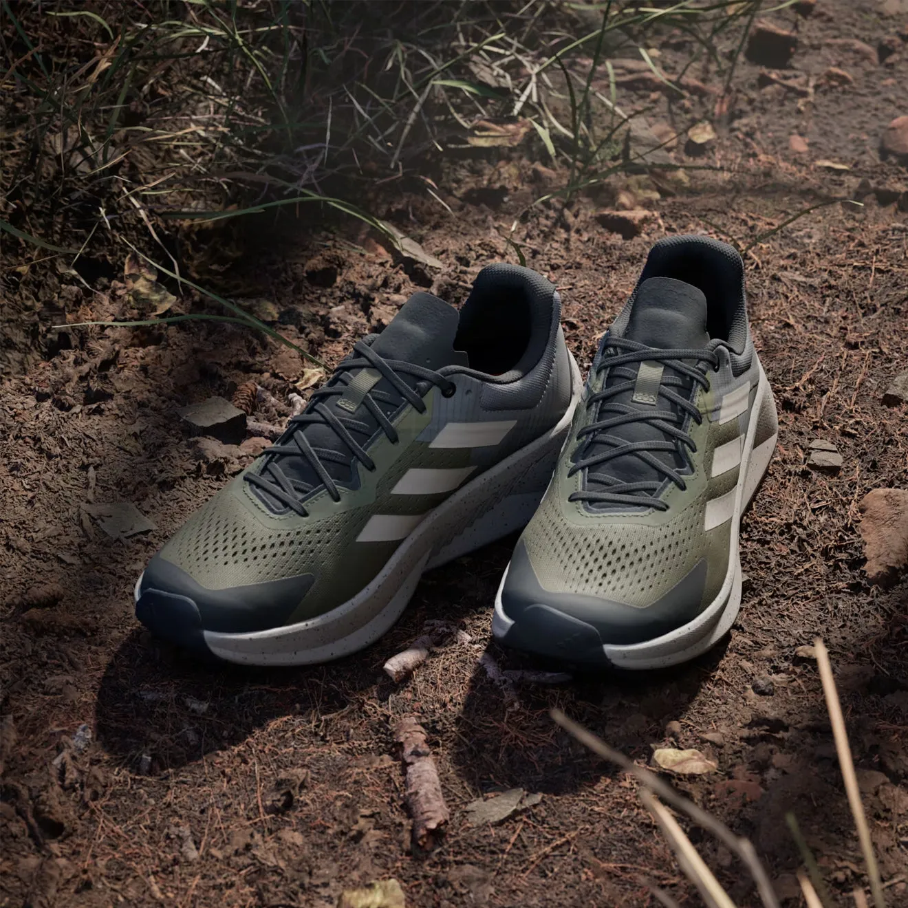 Adidas Terrex Soulstride Flow Trail Running Shoe Olive Strata / Wonder Beige / Charcoal Flex Groove Technology