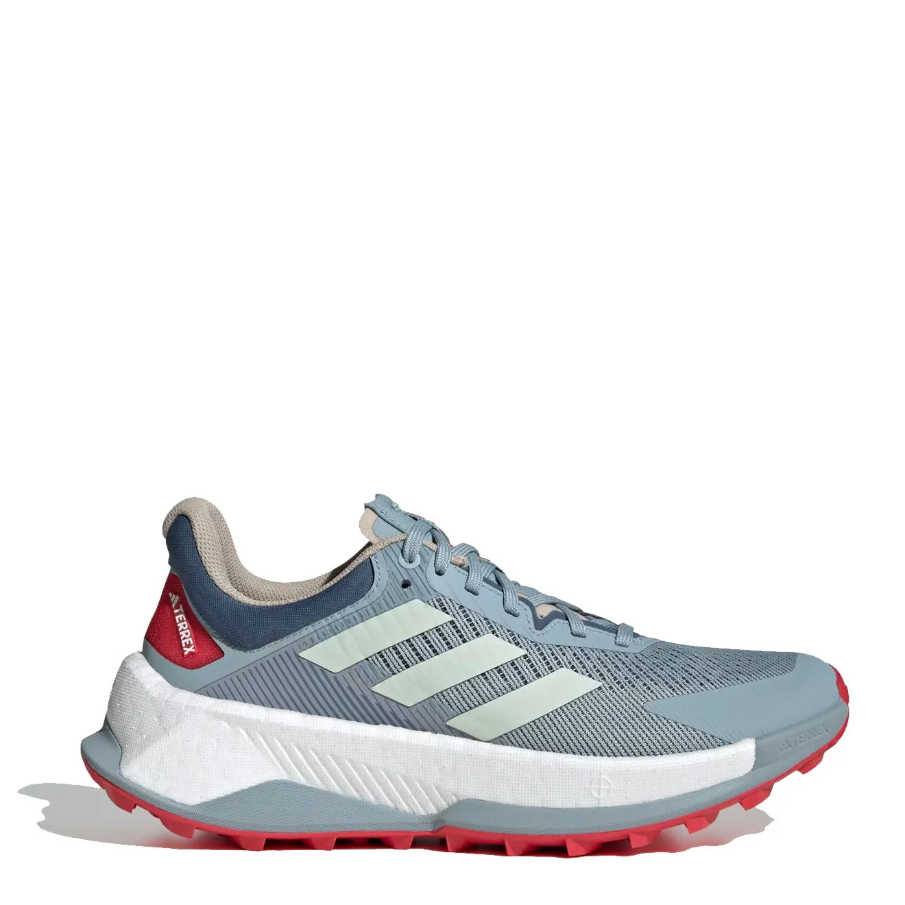 Adidas Terrex Soulstride Ultra Trail Running Shoes Magic Grey / Linen Green / Pure Ruby Air Dry