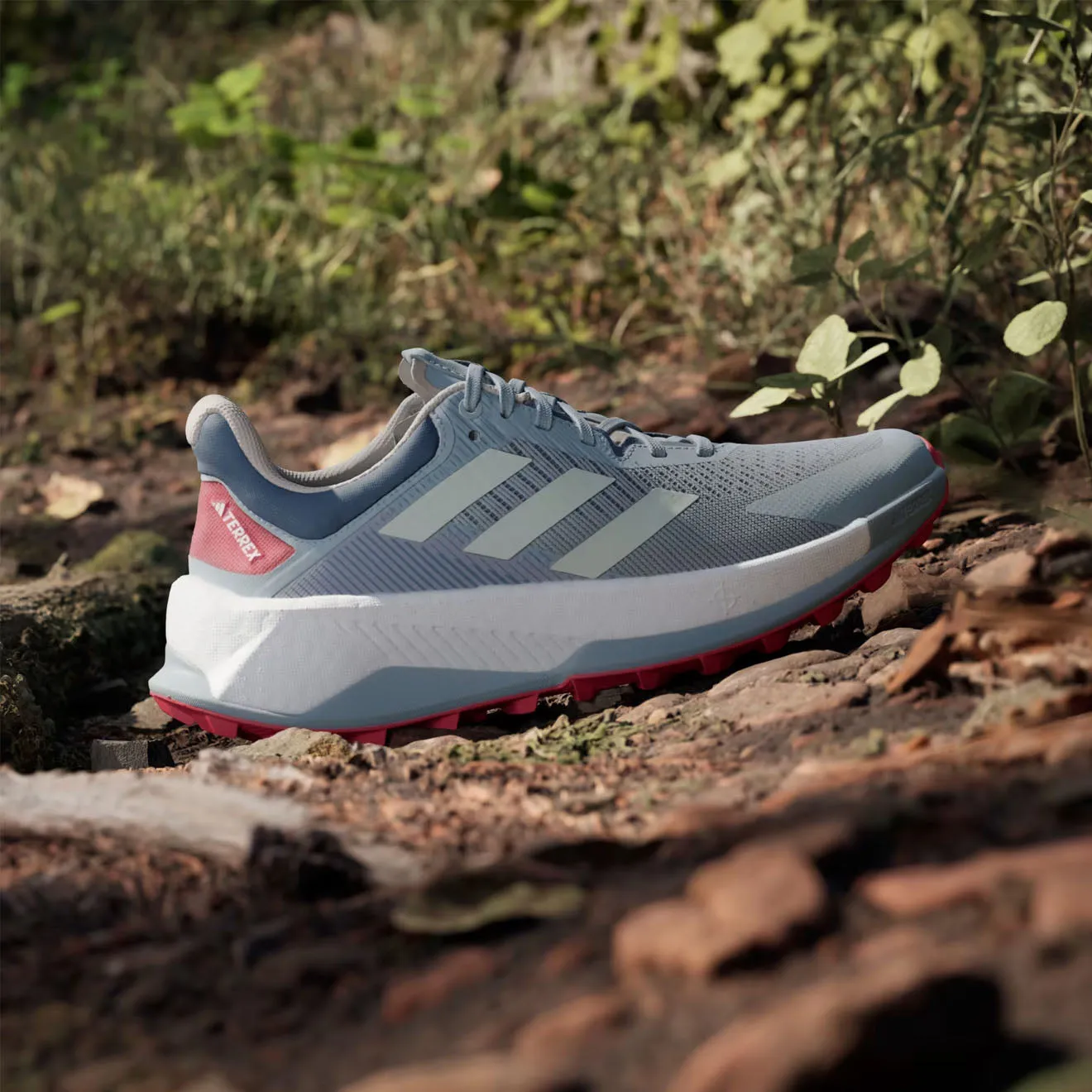 Feather Light Modern Commuters Reinforced Seams Adidas Terrex Soulstride Ultra Trail Running Shoes Magic Grey / Linen Green / Pure Ruby