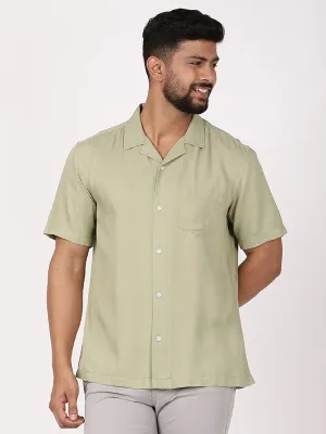 Bamboo Fiber Blend Men Solid Half Sleeve Rayon Blend Shirt
