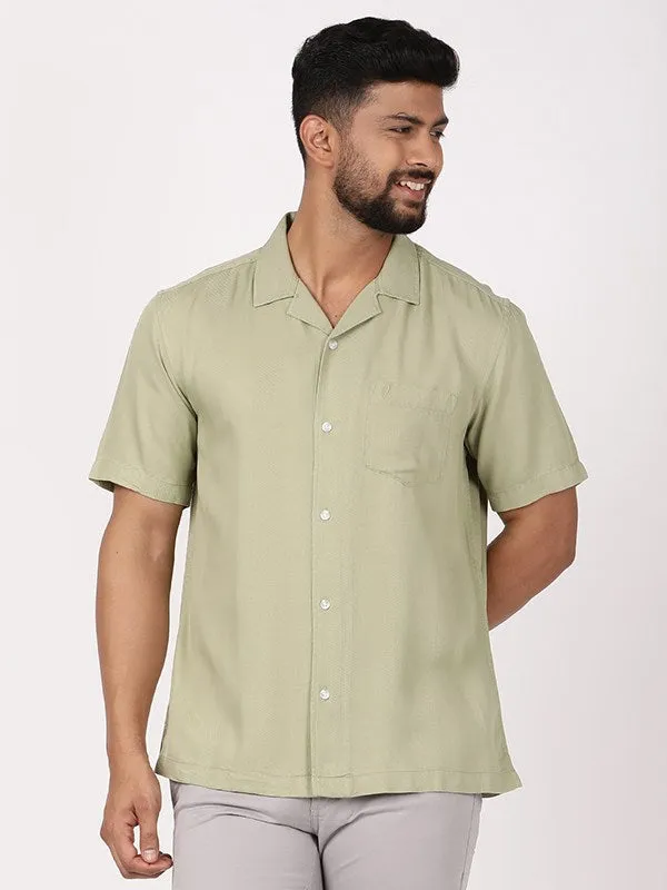 Bamboo Fiber Blend Men Solid Half Sleeve Rayon Blend Shirt