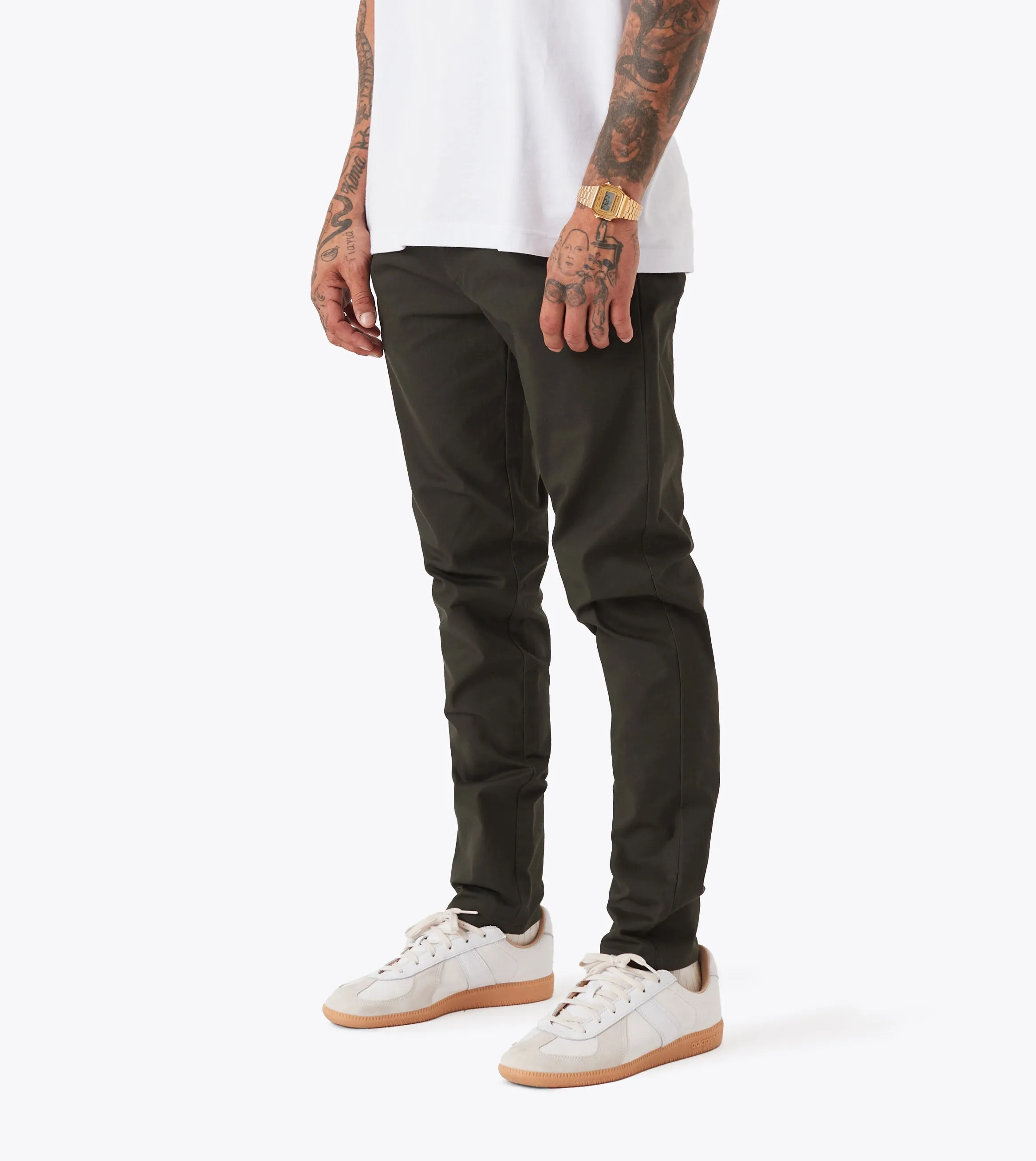 Contoured Panel Design Functional Waist Snapshot Chino Dk Army