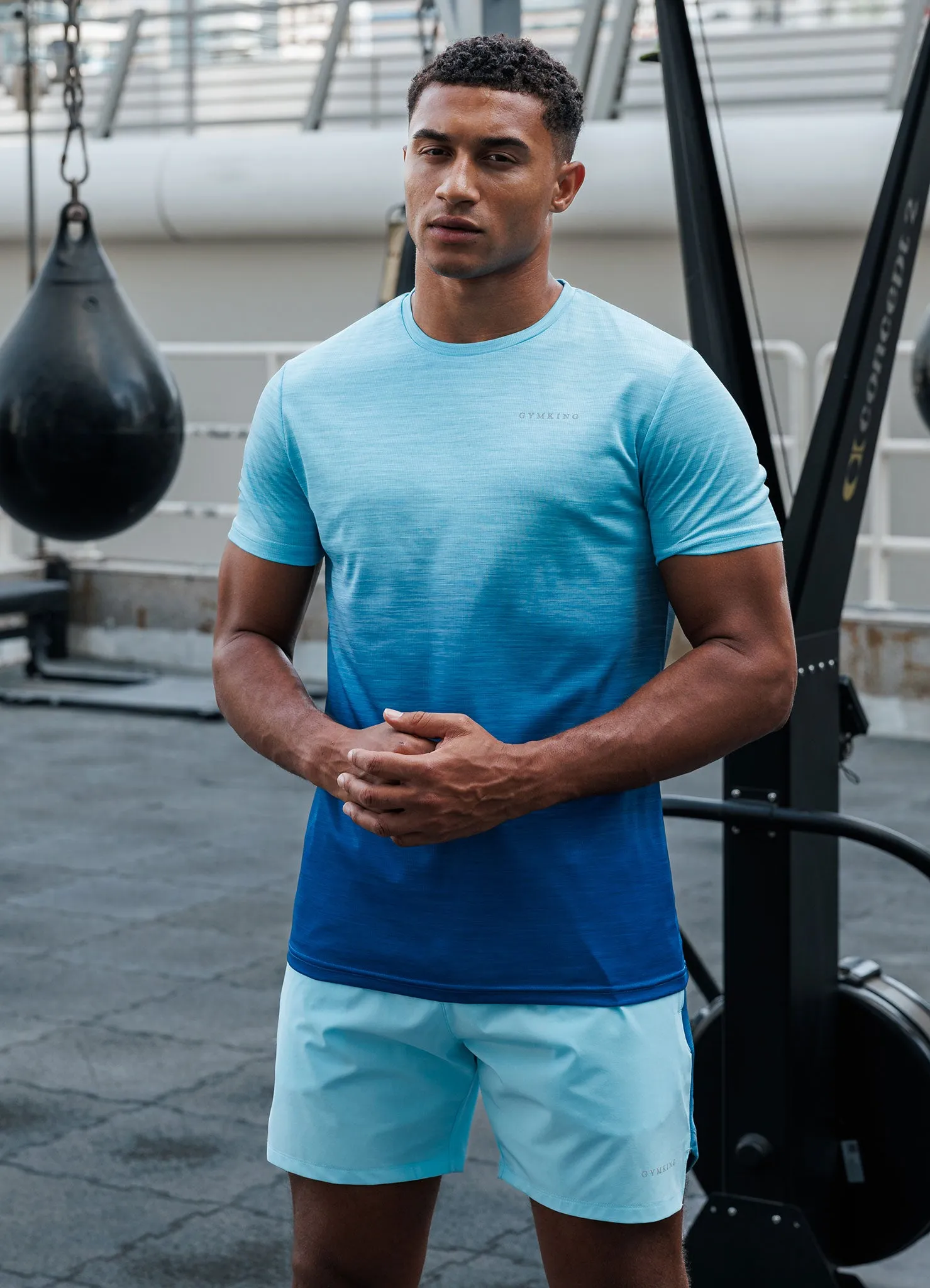 Simple Fashion Relaxed Design Gym King Ombre Space Dye Tee - Ocean Breeze