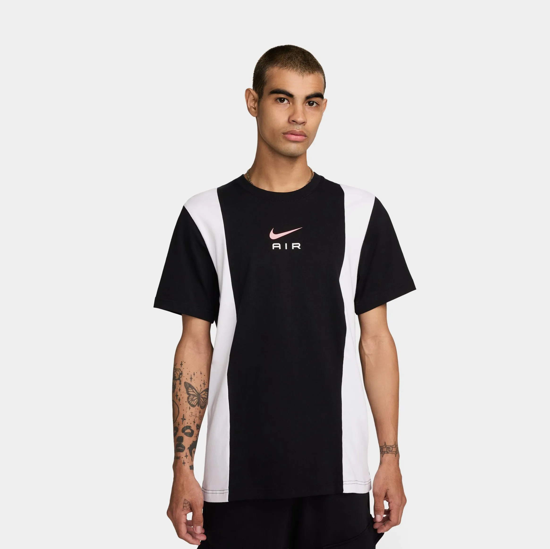 Streetwear Style Air Fit Mens Short Sleeve Shirt (Black/White)