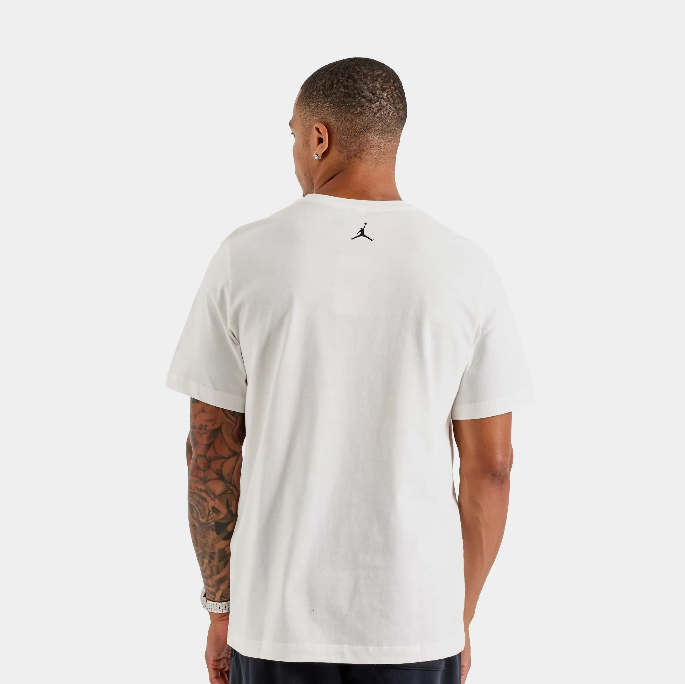 Air Jordan 23 Graphic Mens Short Sleeve Shirt (Beige/Red) Light Outfit