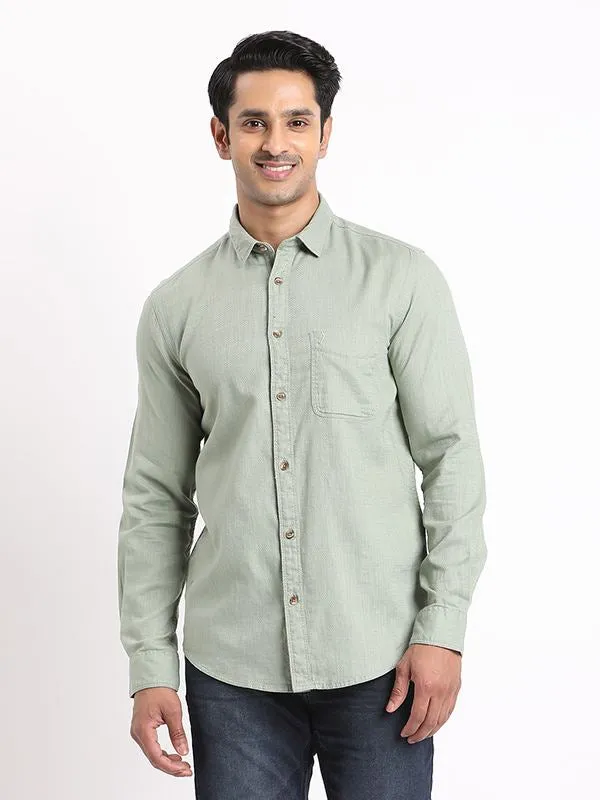 Men Solid Full Sleeve Cotton Shirt Casual Chic Elegant Finish