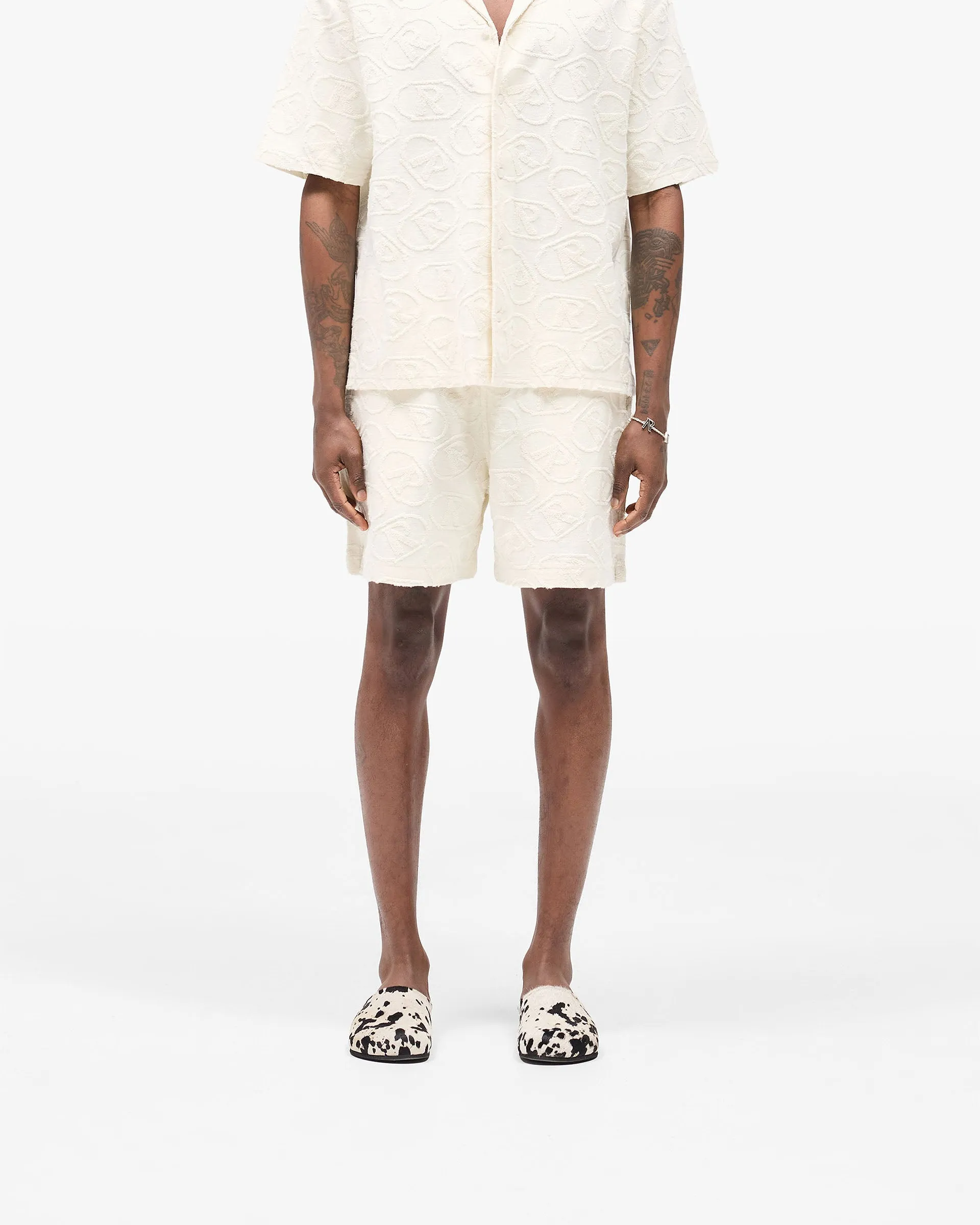 Warm Day All Over Print Towel Short - Aged White