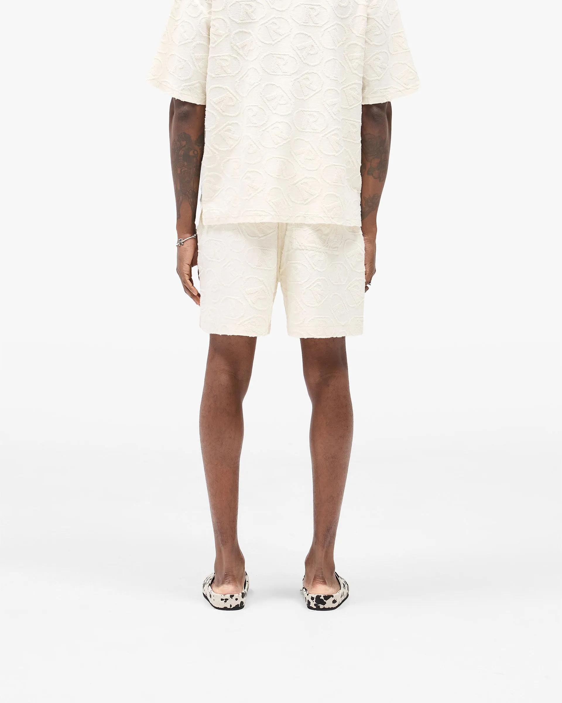 All Over Print Towel Short - Aged White Cargo Pockets Versatile Styling