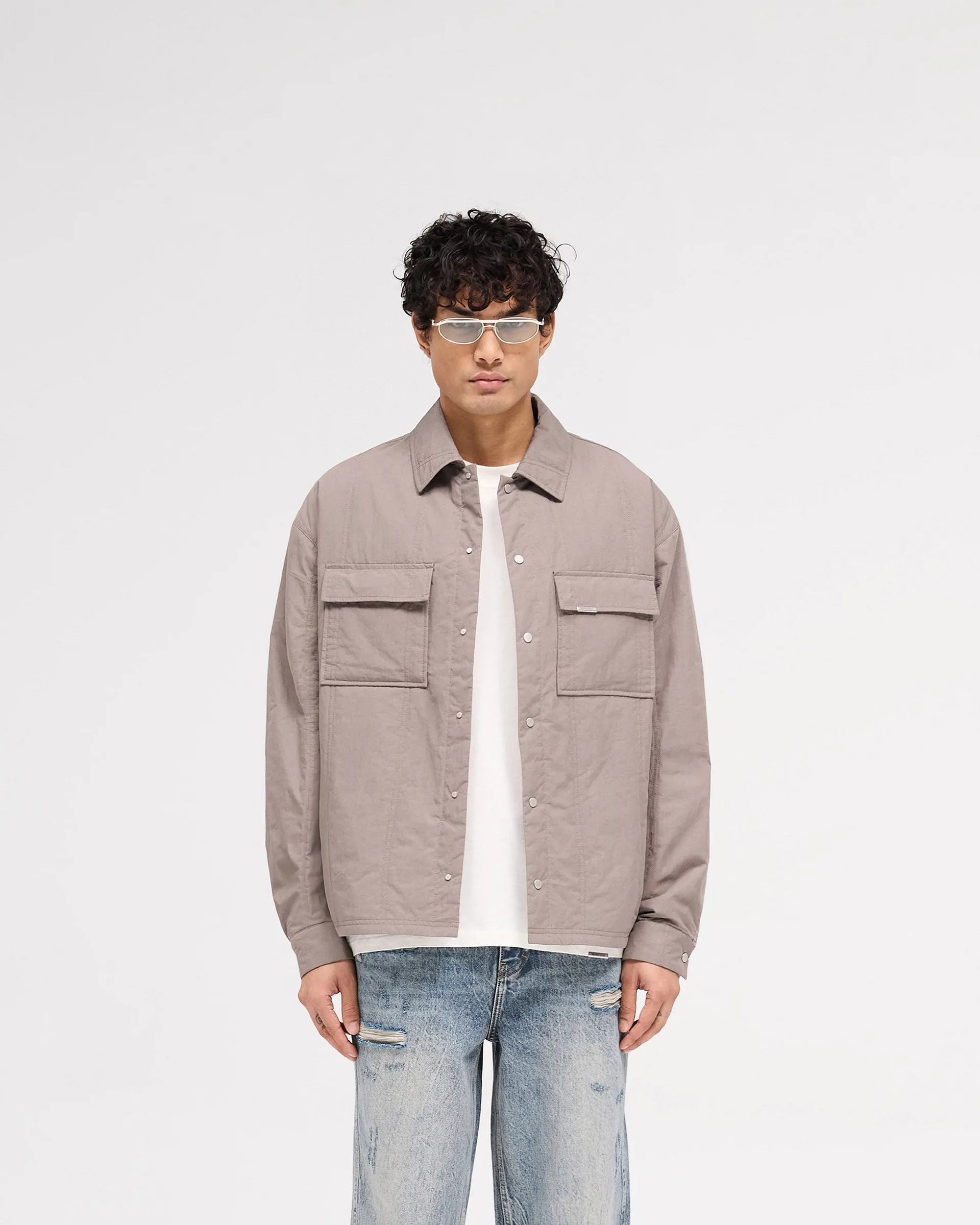 Quilted Overshirt - Mid Grey Casual Look