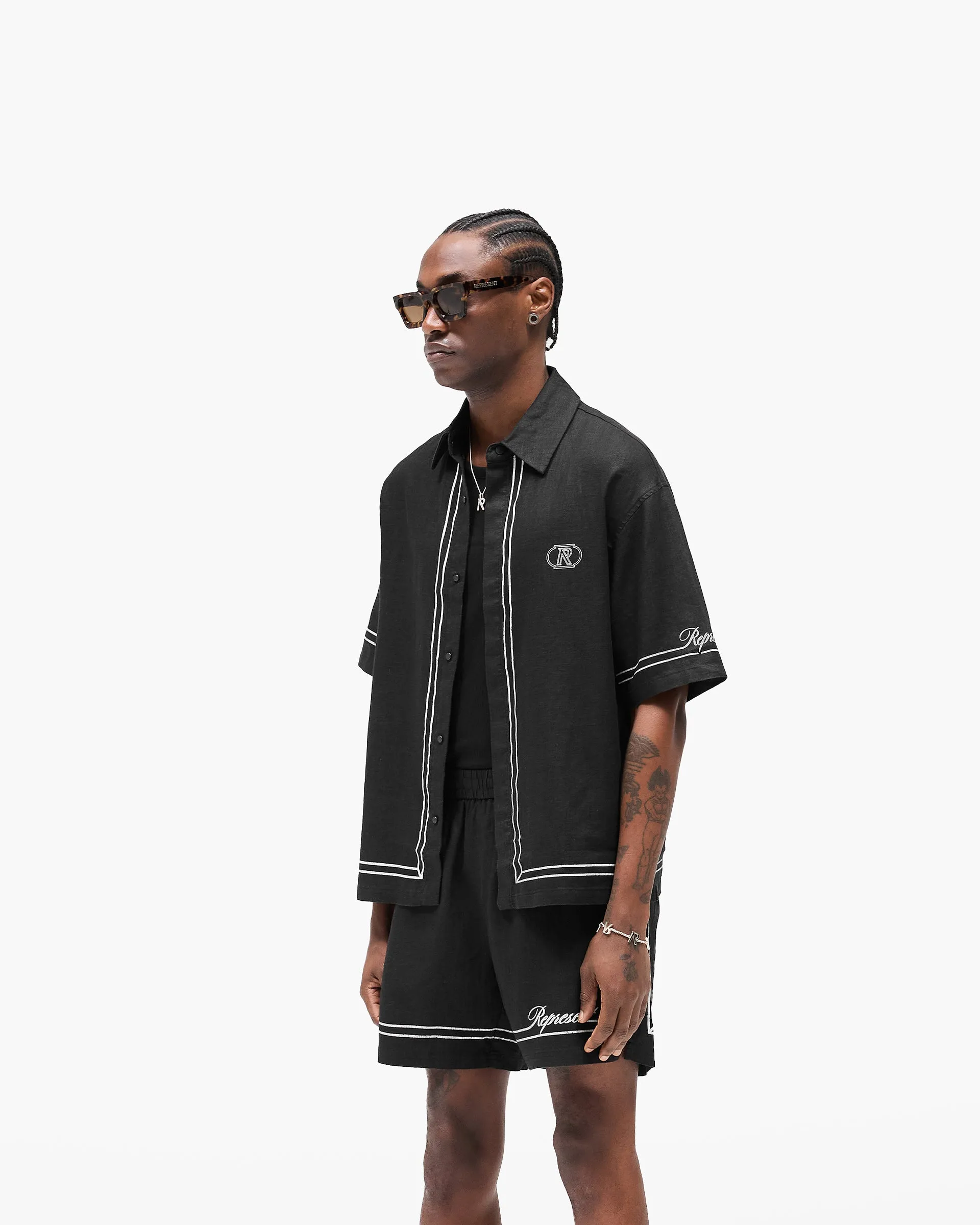 mix and match youth trend Border Shirt - Jet Black