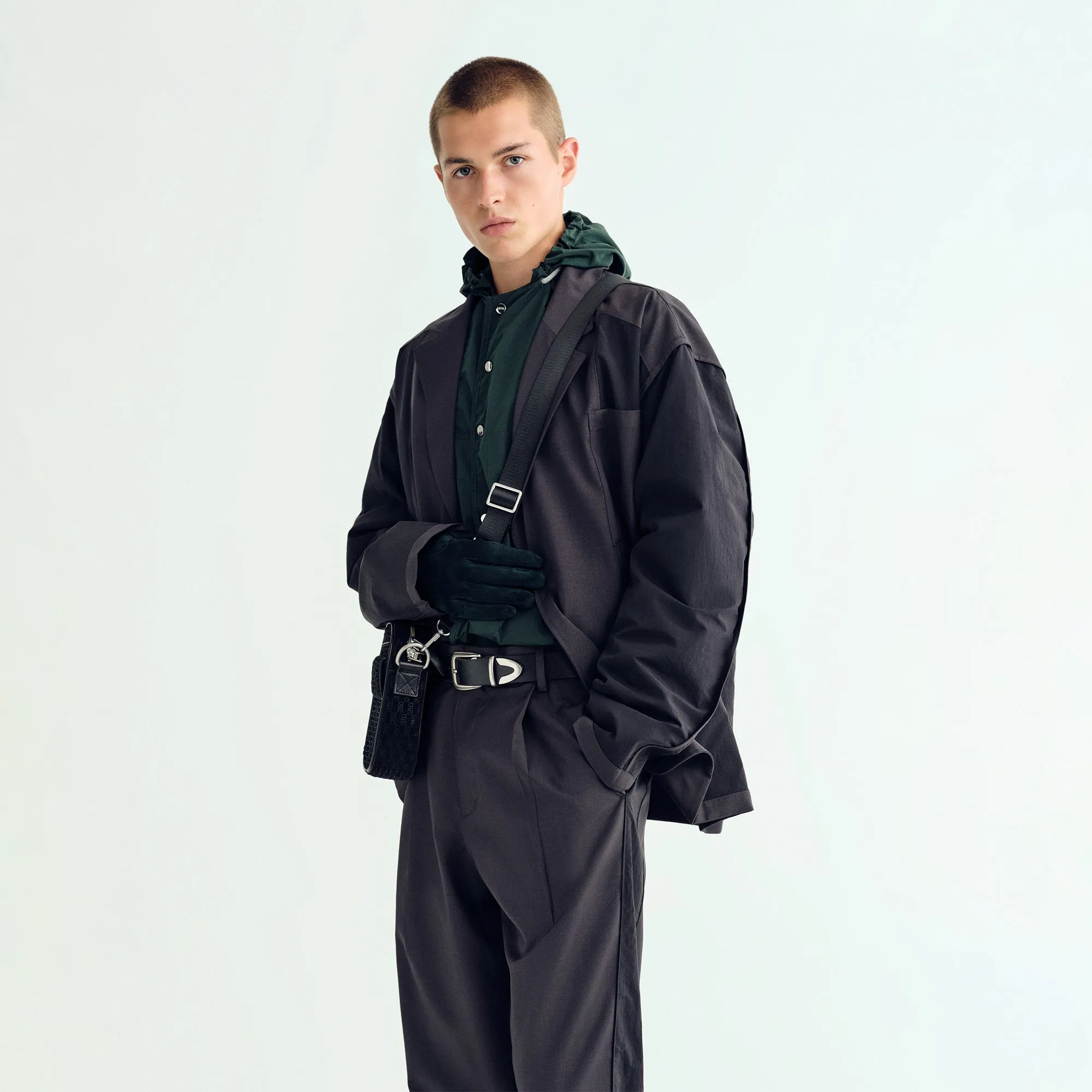 &Kin Tropical Wool Reversible Brant Blazer - Carbon Modern Fit Easy Wear