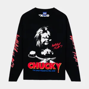 SP x Chucky Wanna Play Mens Long Sleeve Shirt (Black/Red) MinimalistStitching Essential Wardrobe