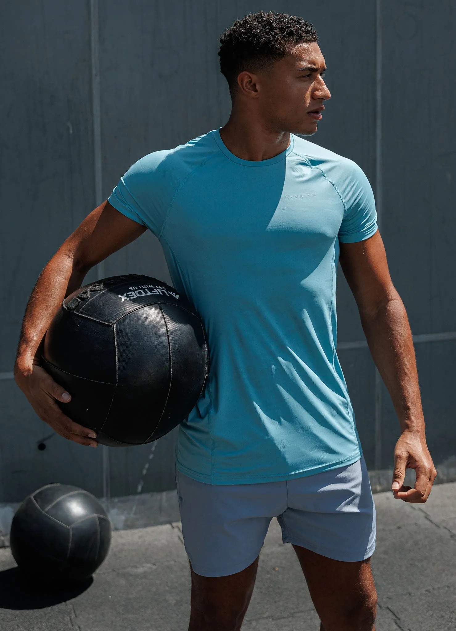 Gym King Focus Camo Knit Tee - Aquatic Blue Bright and Bold