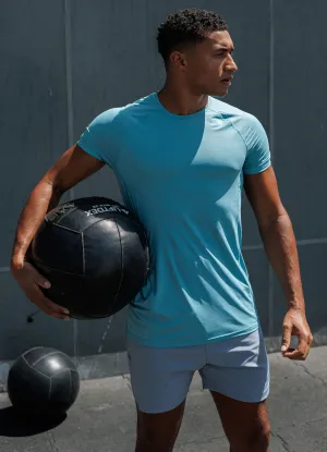 Gym King Focus Camo Knit Tee - Aquatic Blue Bright and Bold