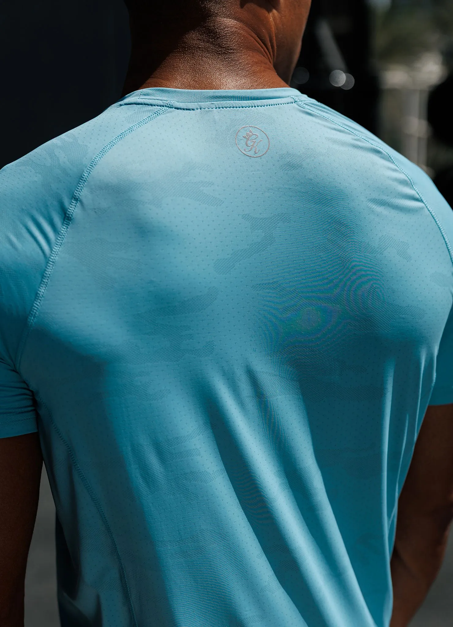 Gym King Focus Camo Knit Tee - Aquatic Blue Cozy and Soft Temperature Regulating Fabric