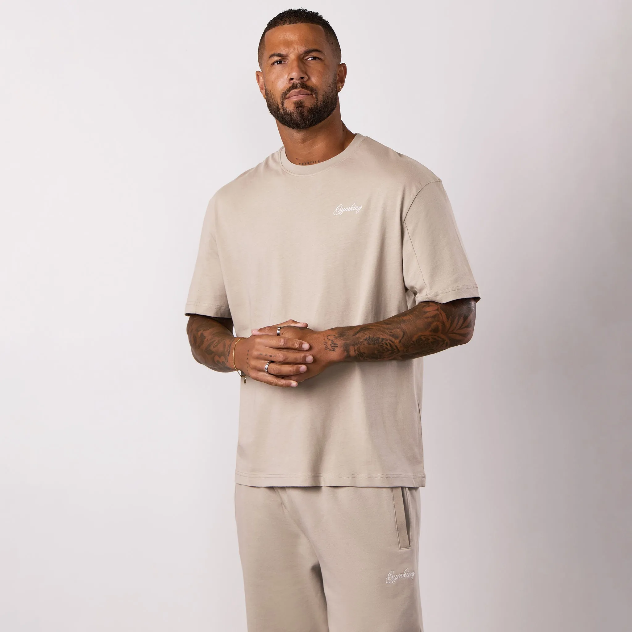 Gym King Script Relaxed Fit Tee - Light Sand Soft and Light