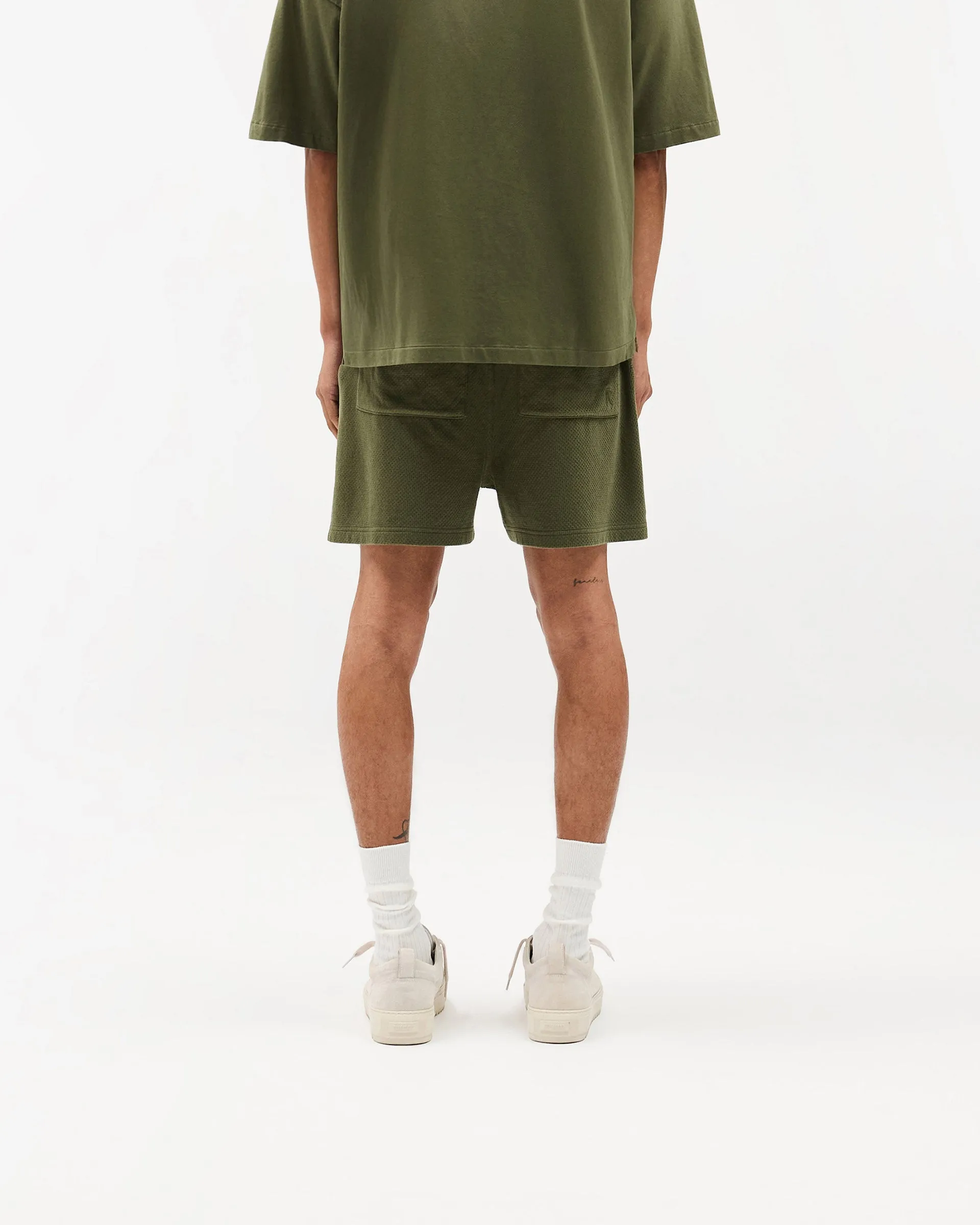Everyday Comfort Initial Mesh Shorts - Army Green