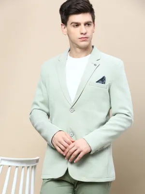 Men's Green Notched Lapel Single Breasted Blazer Casual Staple