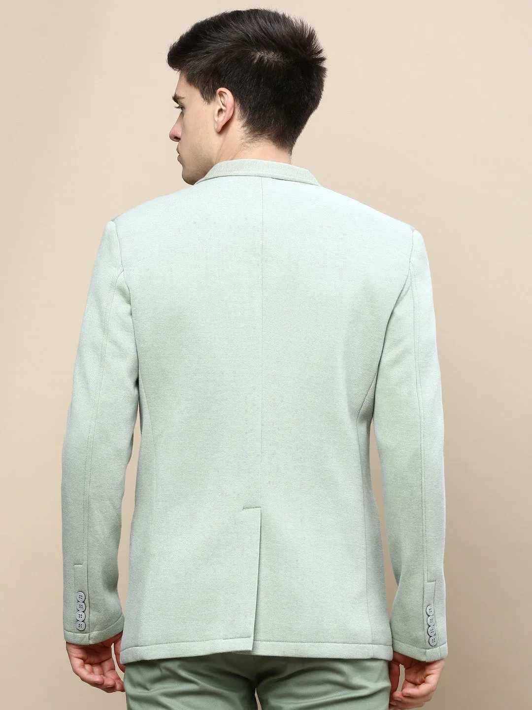 Men's Green Notched Lapel Single Breasted Blazer Wrinkle resistant fabric QuiltedPattern