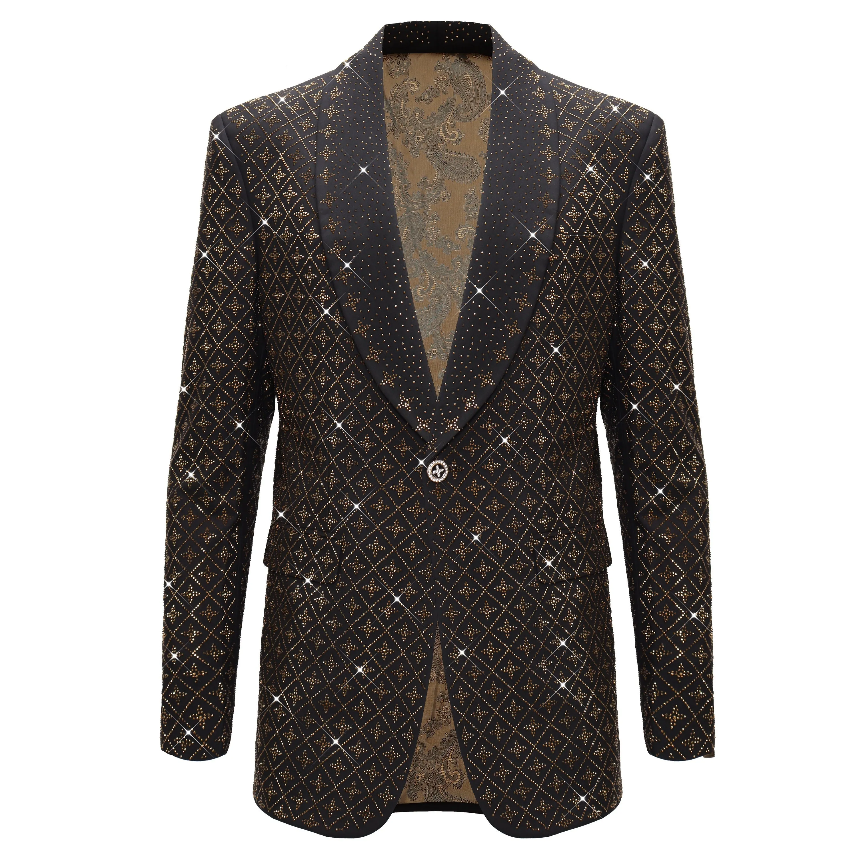 Outdoor Adventure Wear FleeceLined Elegant Blazer with Sparkling Embellishments BLACK/GOLD