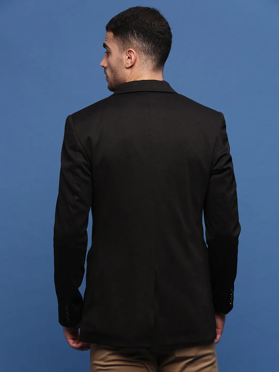 Bonded Seam Construction Men's Black Slim Fit Single Breasted Blazer