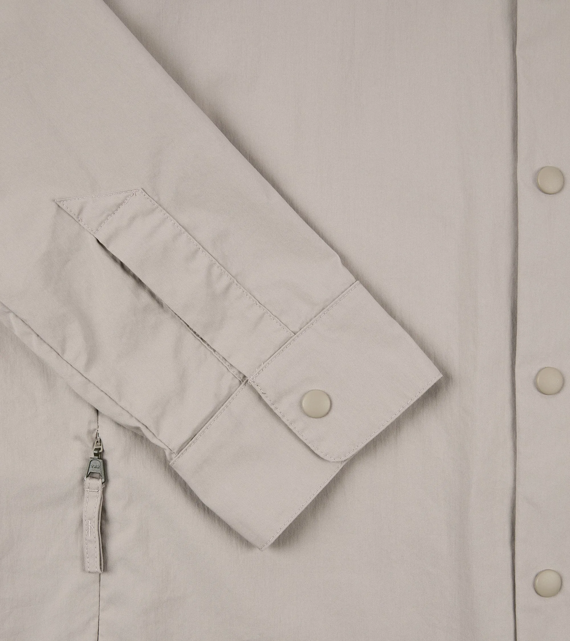 Layered Sleeve Cuffs Aspesi Cotton Poplin Overshirt: Beige