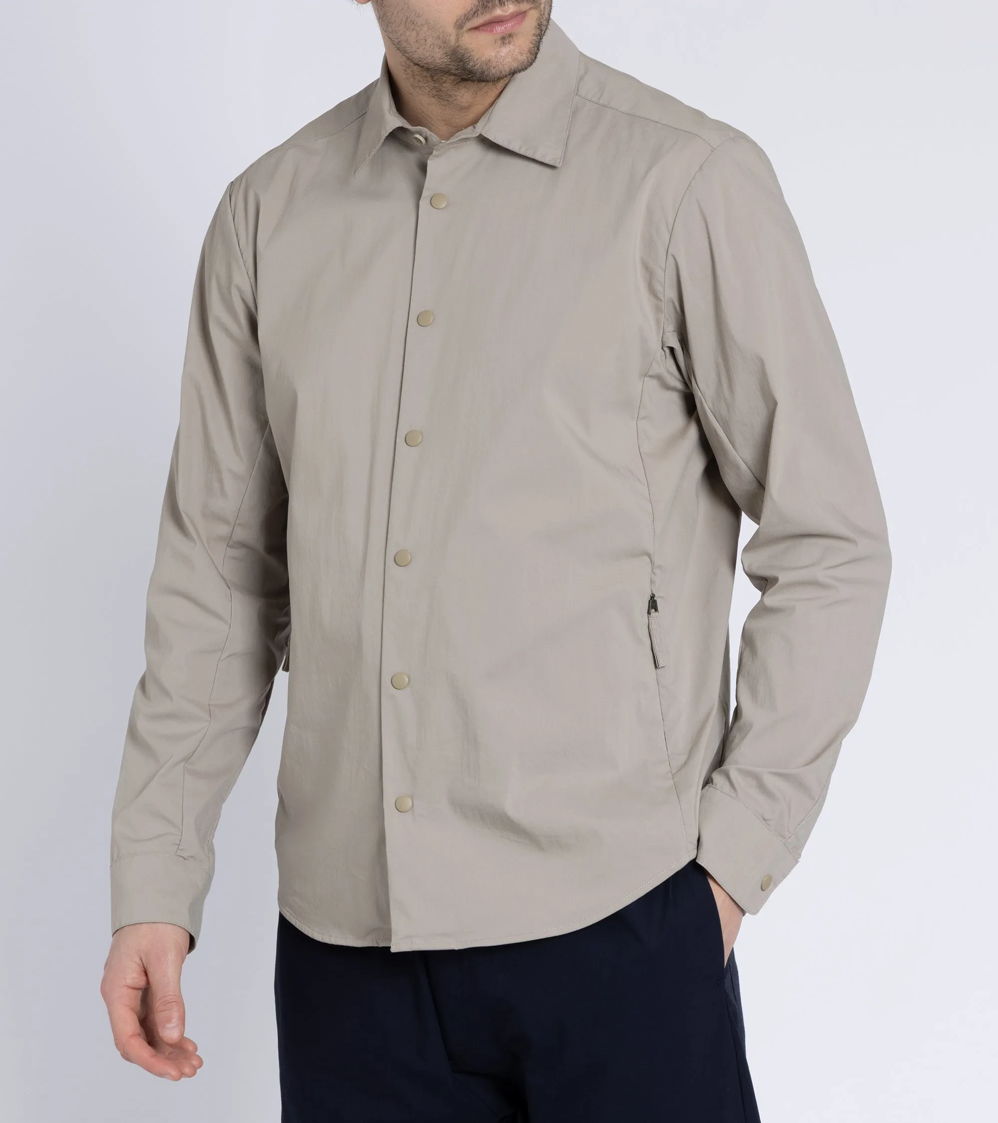 Aspesi Cotton Poplin Overshirt: Beige Party Ready