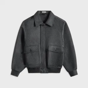 Double stitching Auralee Cashmere Moleskin Zip Blouson - Top Charcoal