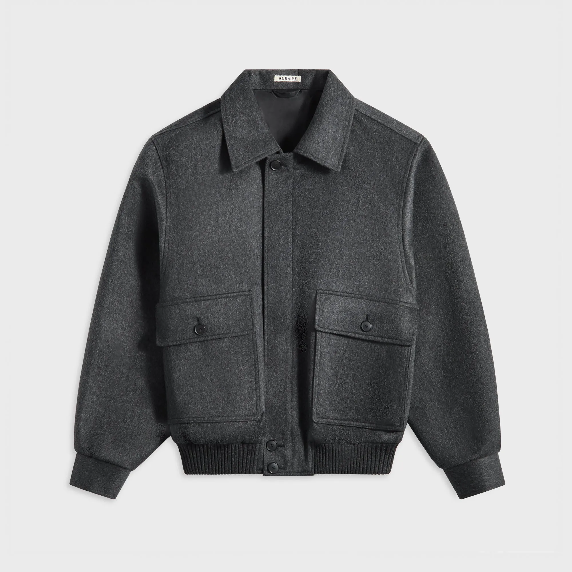 Hidden Storage Compartment Auralee Cashmere Moleskin Zip Blouson - Top Charcoal