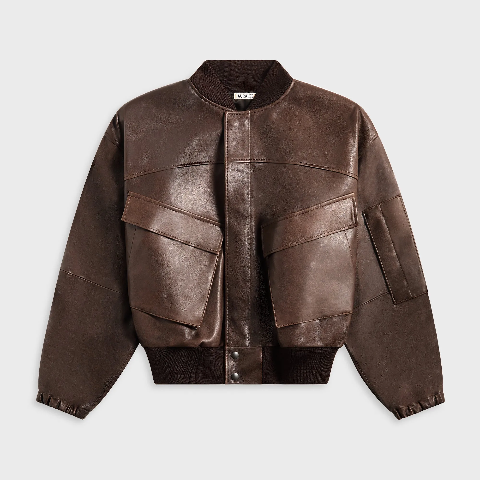 Ultra Flexible Casual Outdoor Look Auralee Lamb Leather Flight Blouson - Brown