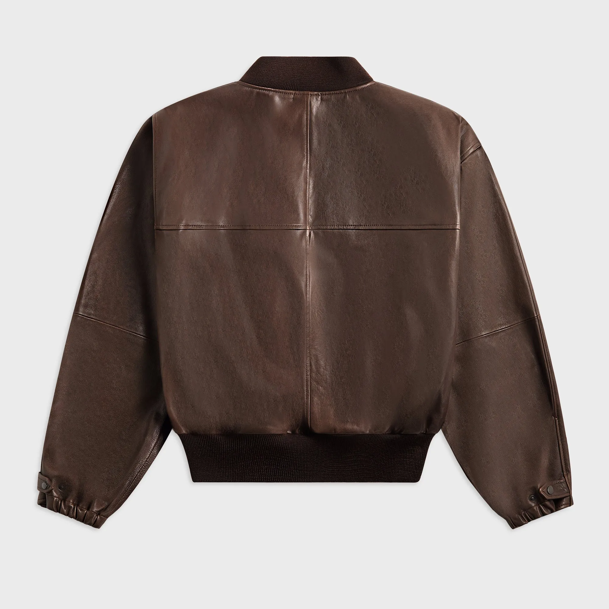 Knee Length Logo Free Style Auralee Lamb Leather Flight Blouson - Brown
