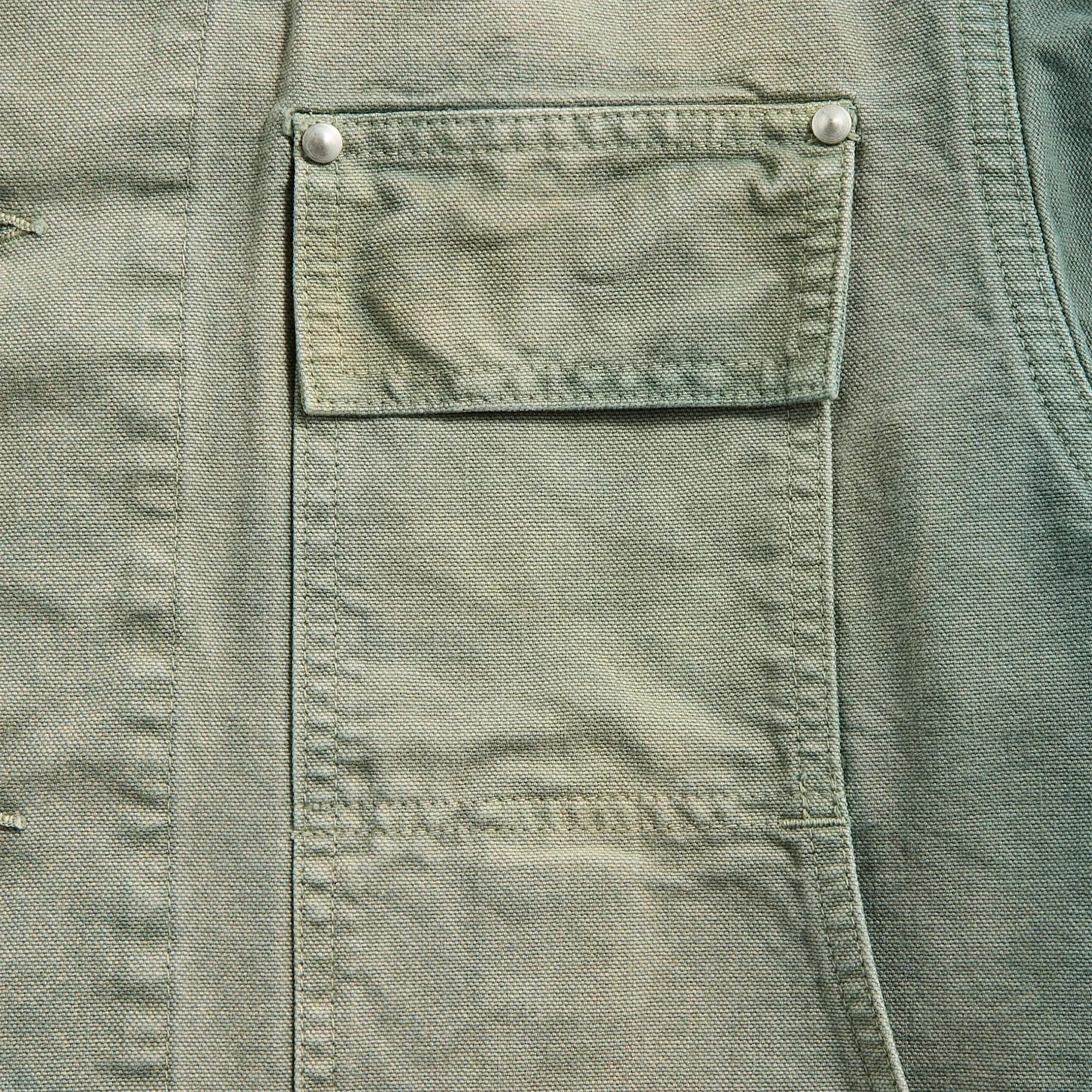 Auralee Organic Cotton Duck Blouson - Ash Green Full Zip Closure Lightweight Insulation Technology