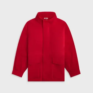 Ergonomic Fit Auralee Wool Max Canvas High Neck Zip Blouson - Red