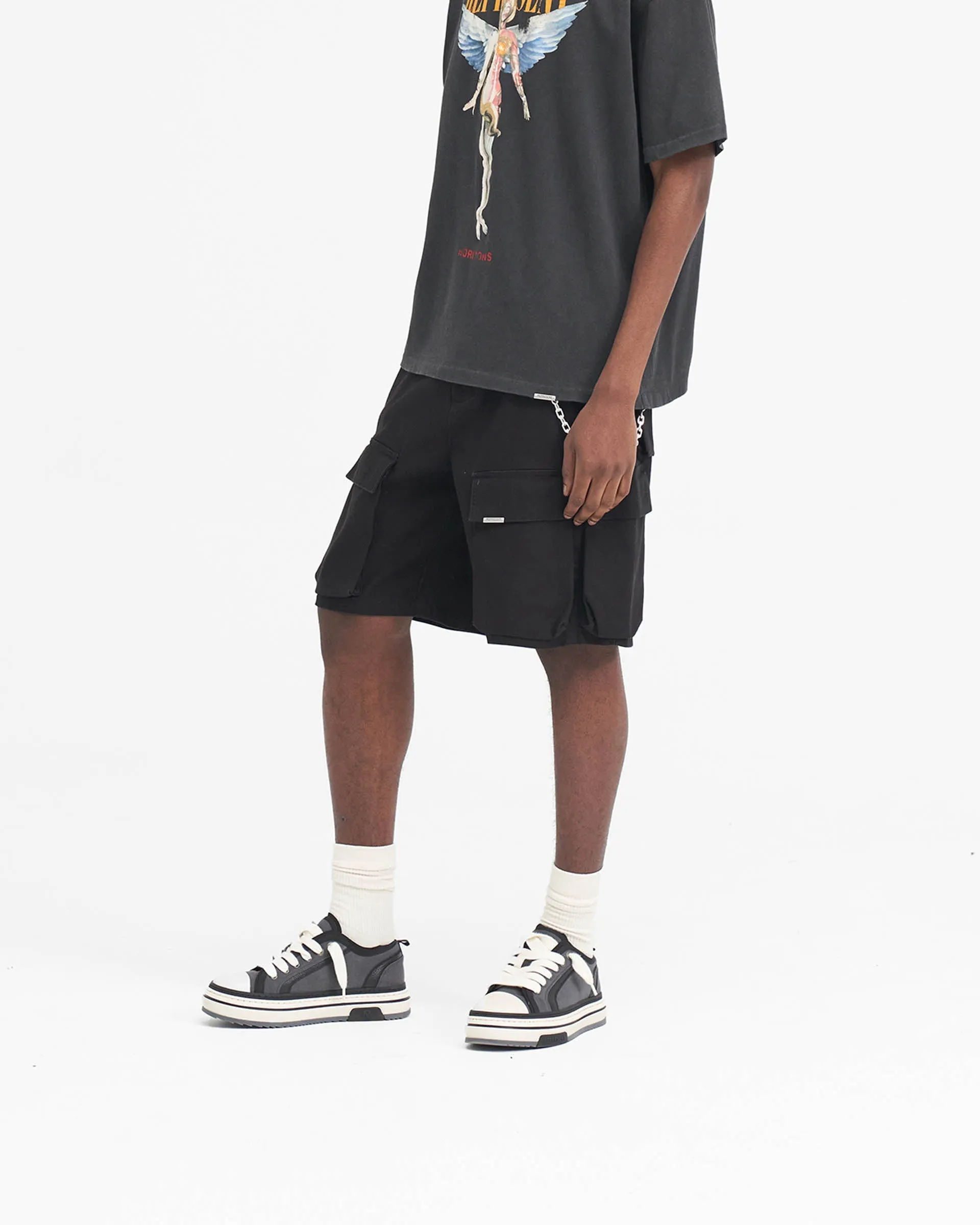 Mood Casual Sleek Cut Baggy Cotton Cargo Short - Black