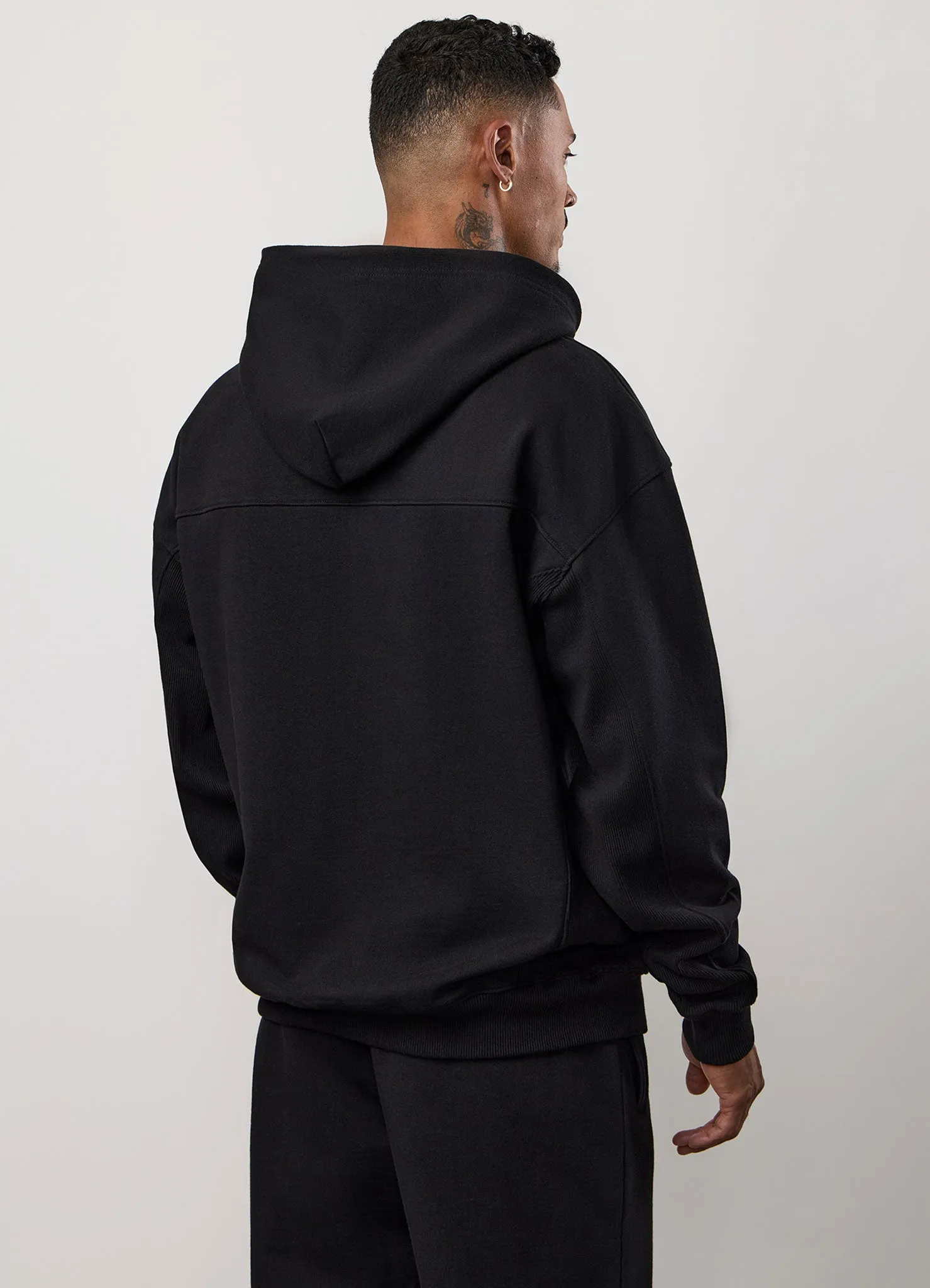 Gym King Linear Loopback Hood - Black product customization options Cool Style