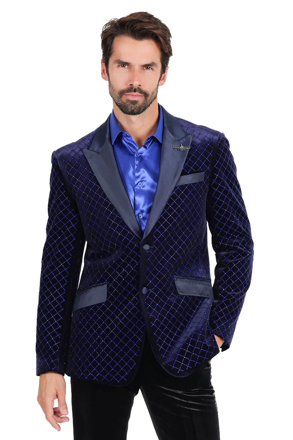 Barabas 2BL3114 Blazer With Stones  Navy Blue WaterproofDesign