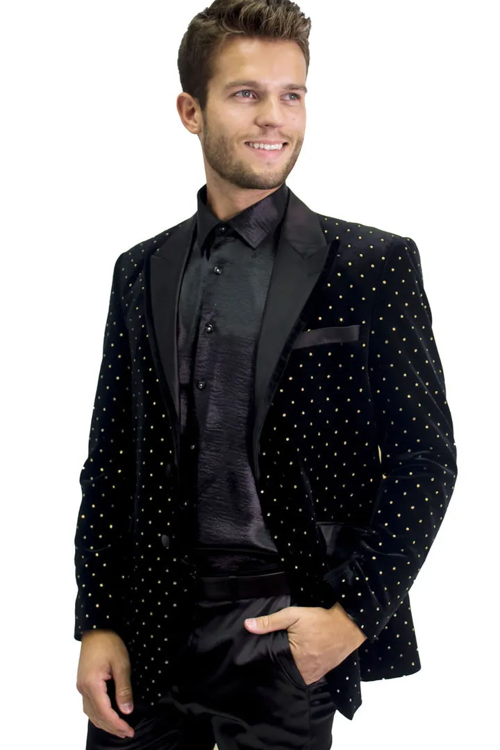 Reinforced Collar Structure Abrasion Proof Shoulders Barabas Friday Night Slim Fit Blazer BL3020 Black/Gold