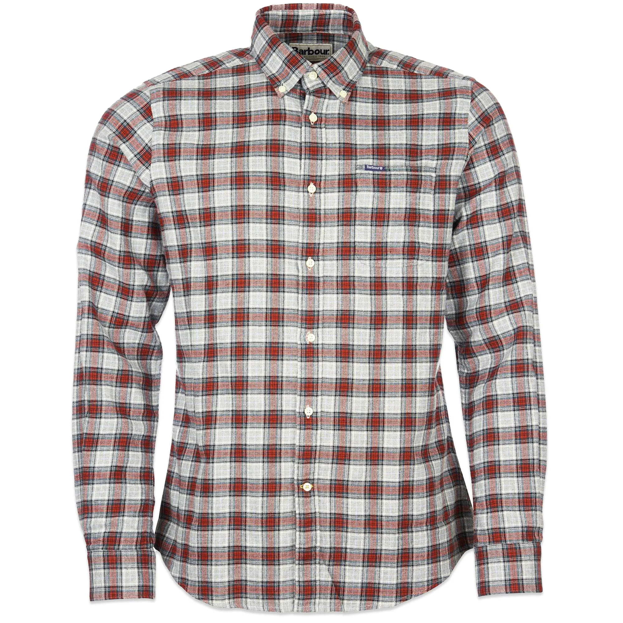 Barbour Alderton Brushed Cotton Tailored Shirt - Grey Marl Breathable Material Street Icon