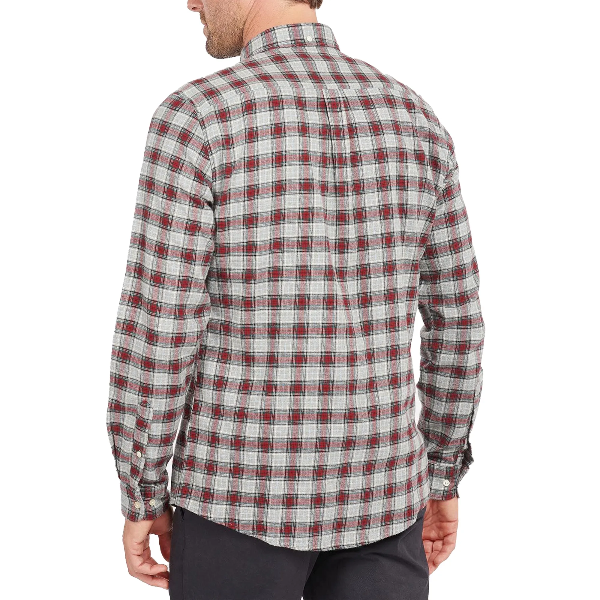 Relaxed Cut QuickDry Technology Barbour Alderton Brushed Cotton Tailored Shirt - Grey Marl