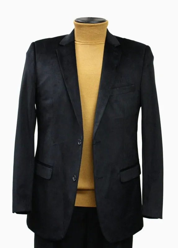 Bassiri J1042 Velvet Blazer Black Street Ready Low Profile Collar